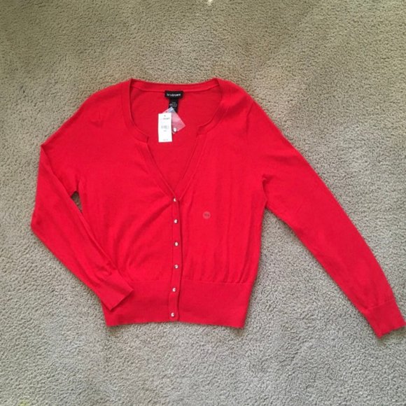 Lane Bryant Holiday Red Cardigan Sweater 14/16 NEW - Picture 3 of 6